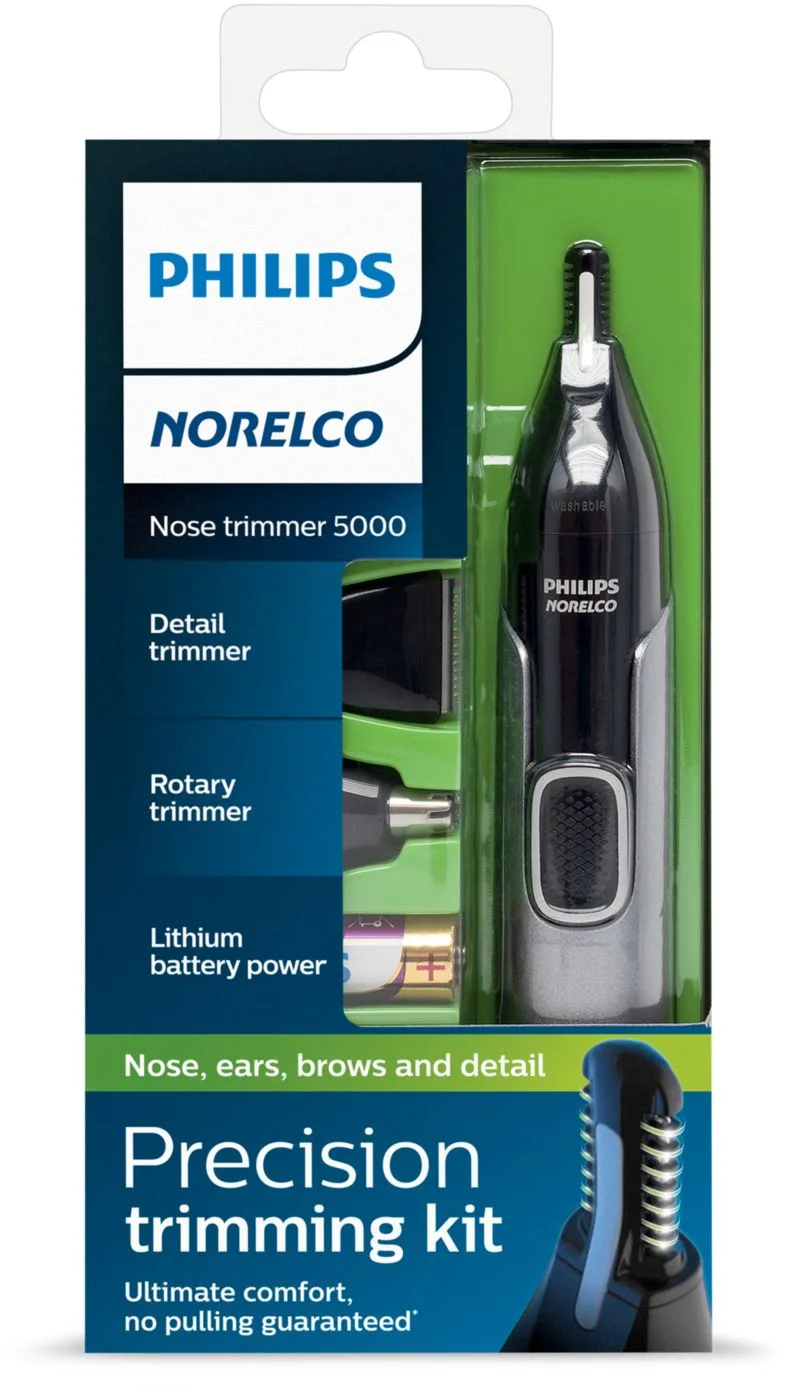 Norelco Nose Trimmer 5000 package identifies the precision kit.