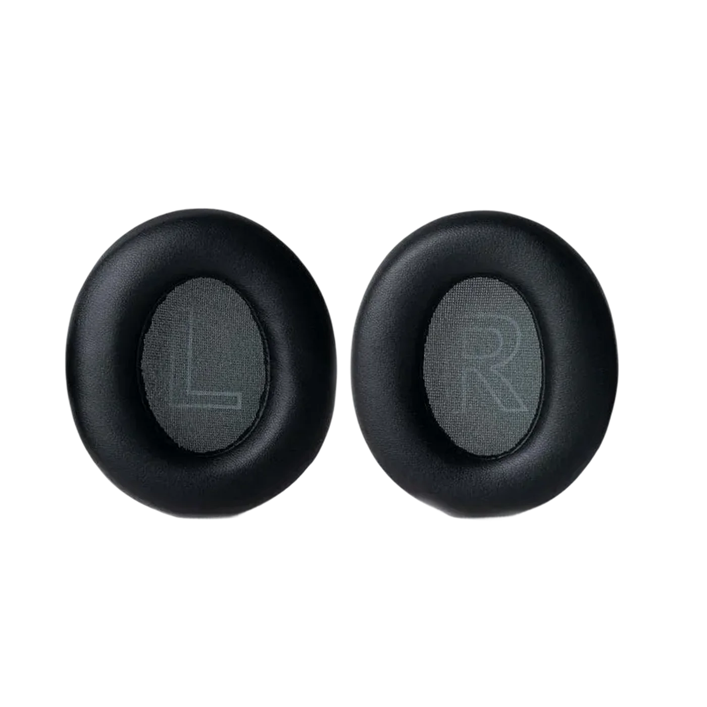 Inside the Q30 ear cushions, with left and right orientation markings.
