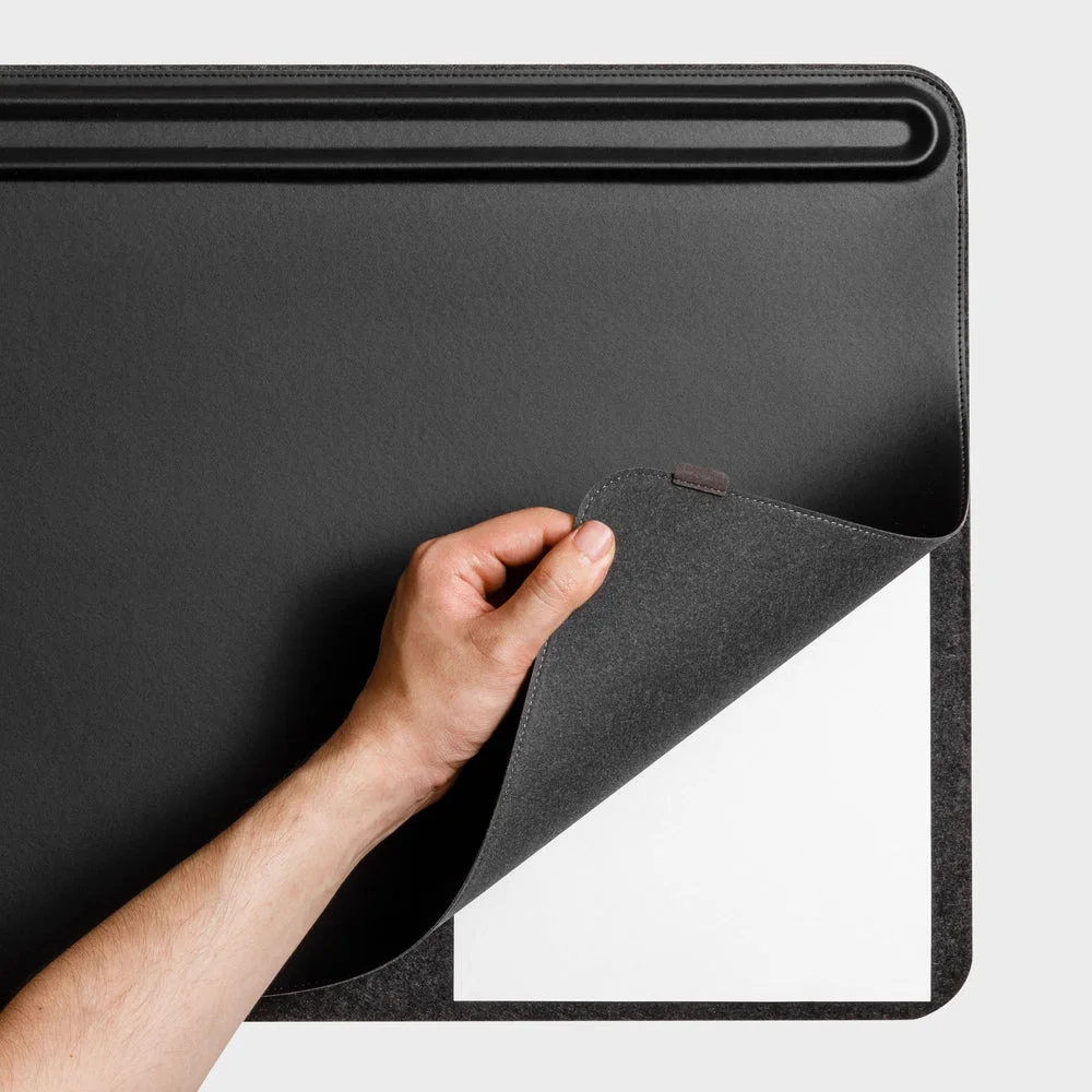 Lifting the mat layer to place documents underneath.