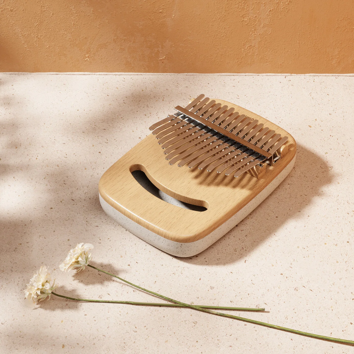 The compact instrument shown in a decorative flat lay, rather than evidence of a playing test.