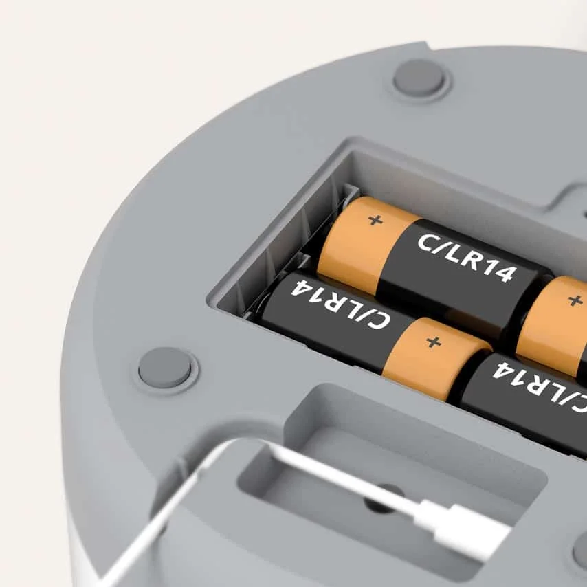 Backup battery compartment; use the correct batteries and instructions.