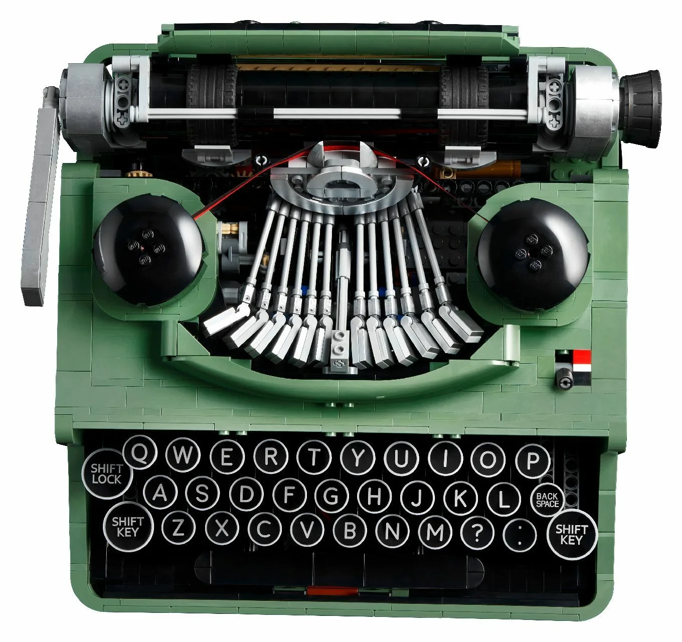 Top view of the keyboard, typebar arrangement and roller.