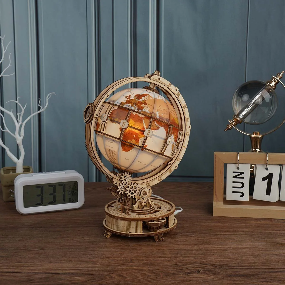 Desk styling; surrounding calendar and furnishings not included
