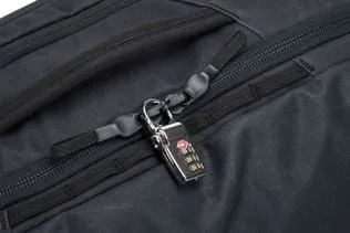 Zipper pulls shown with a luggage lock; the lock is not included.