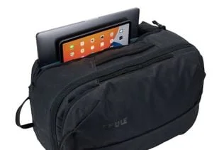 Padded device storage; check your actual laptop and sleeve dimensions.