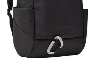 Front attachment point; carabiner is illustrative, not included.