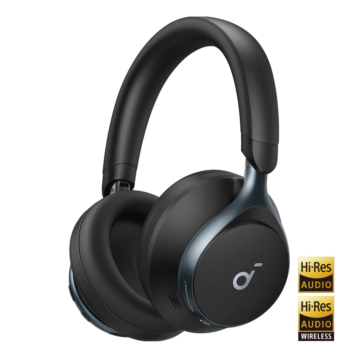 Jet Black original Space One headphones: earcup shape and over-ear cushions.