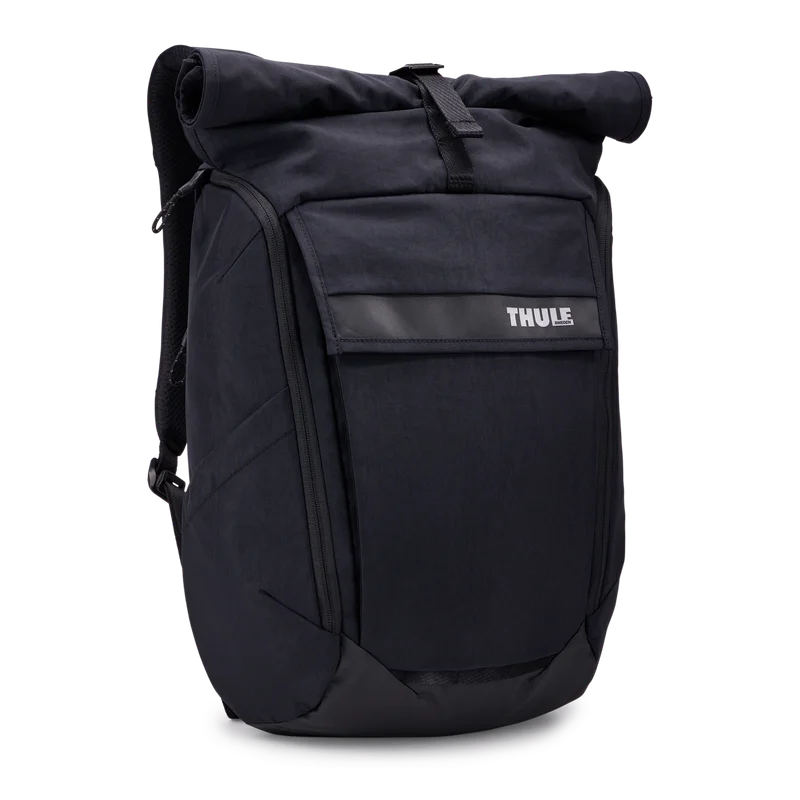 The selected 3205011 Paramount 24L Black backpack with rolltop closed.