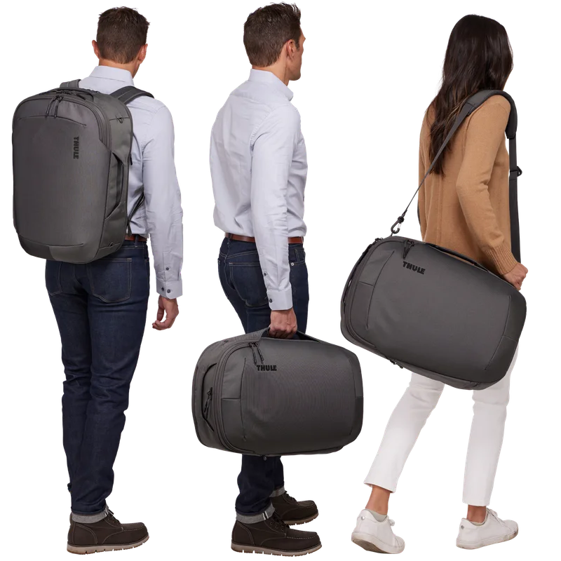 Manufacturer illustration of backpack, shoulder and hand carry options.