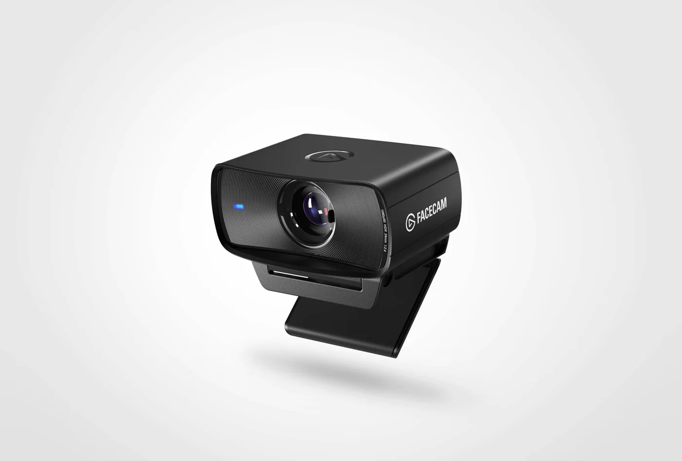 Black Facecam MK.2 on its monitor mount, with the lens uncovered.