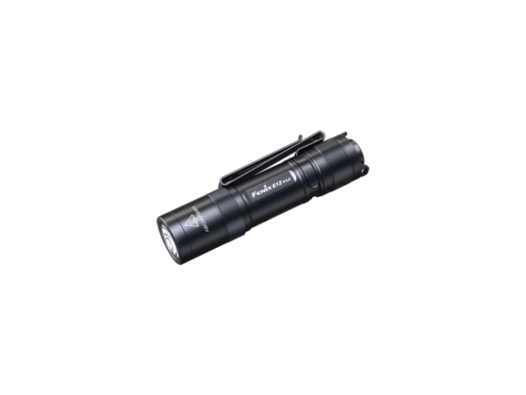 E12V3.0 flashlight body and two-way clip.