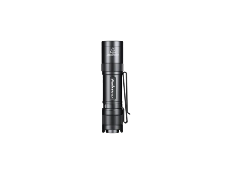Upright flashlight and pocket clip profile.