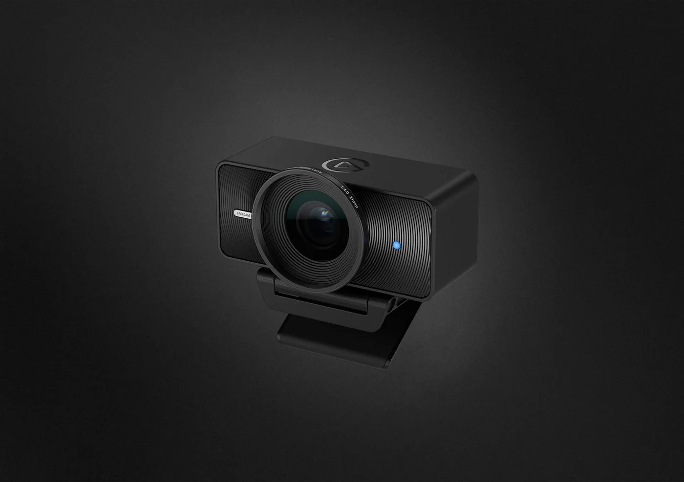 Close view of the fixed-focus lens and black camera body.