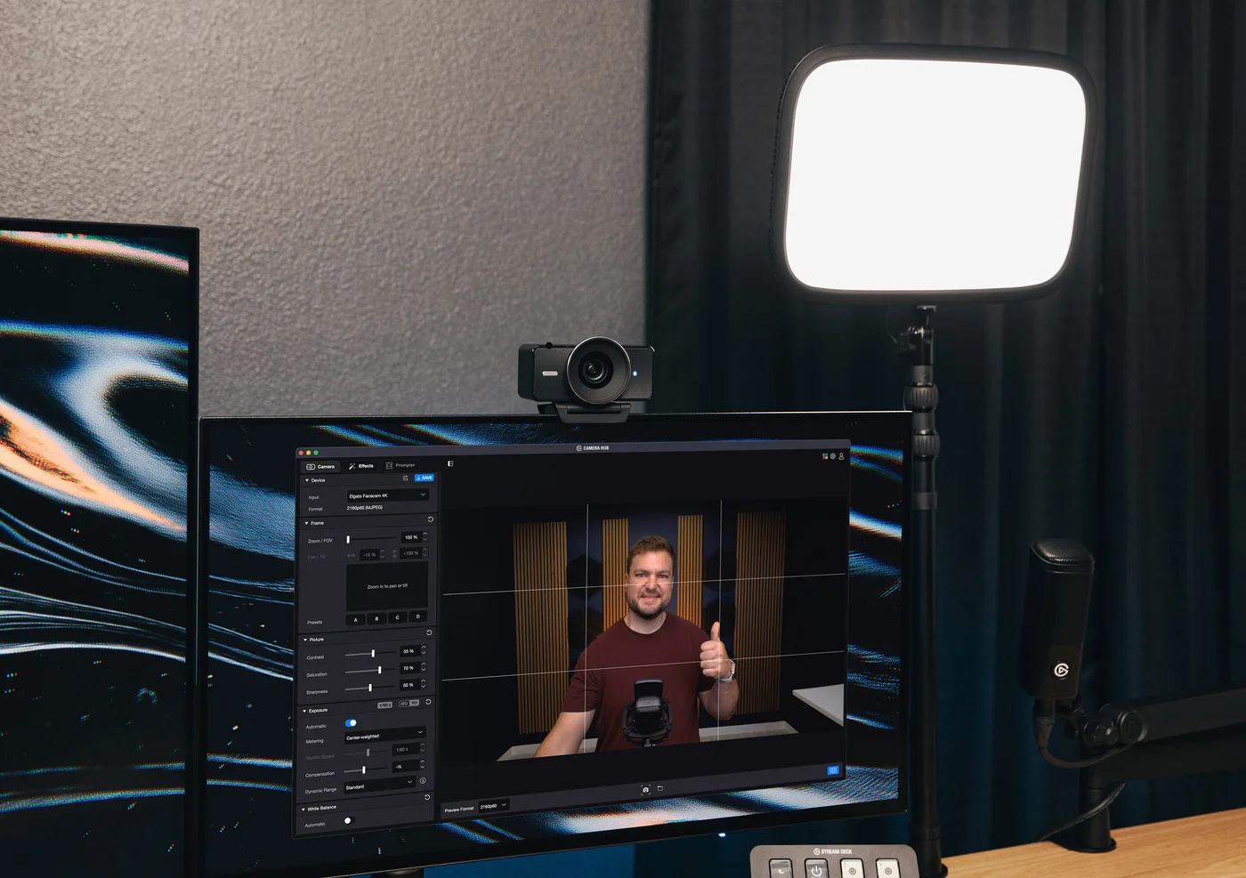 Desk placement and a separate light illustrate why room arrangement matters alongside resolution.