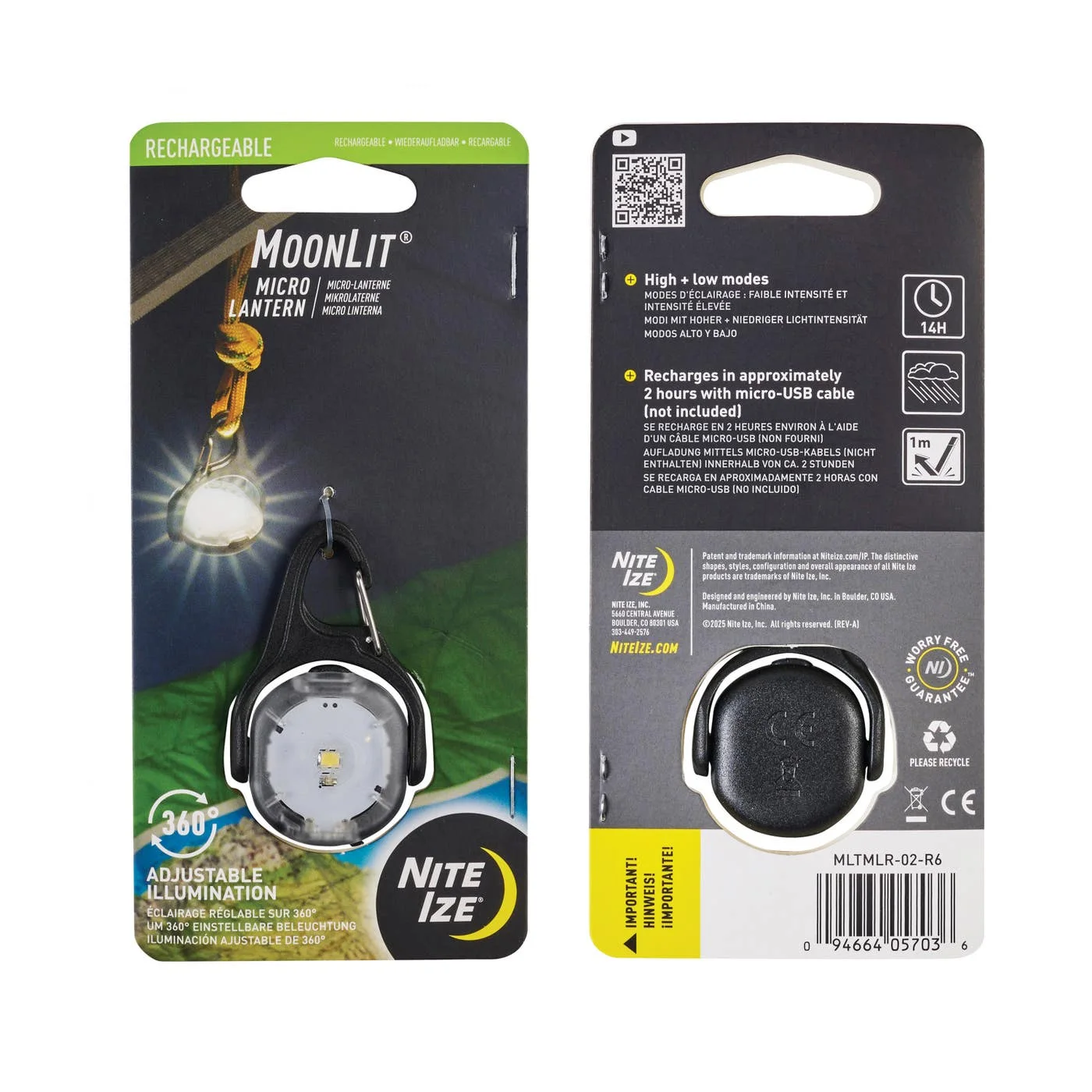 Rechargeable MoonLit packaging identifies the model; confirm the received label.