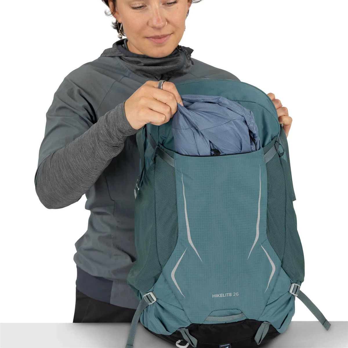 Blue same-model front shove-it pocket holding a layer prop.