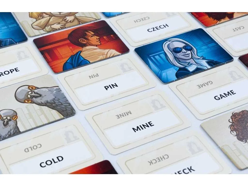 Close view of word cards—the clues depend on vocabulary rather than illustrated-card guessing.