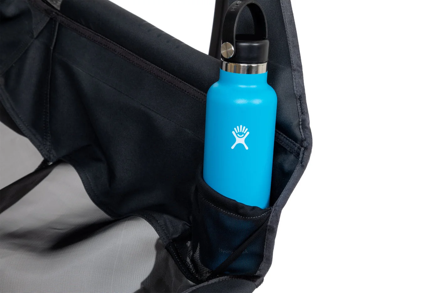 Flexible side holder on Black Pearl with a separate bottle for illustration.