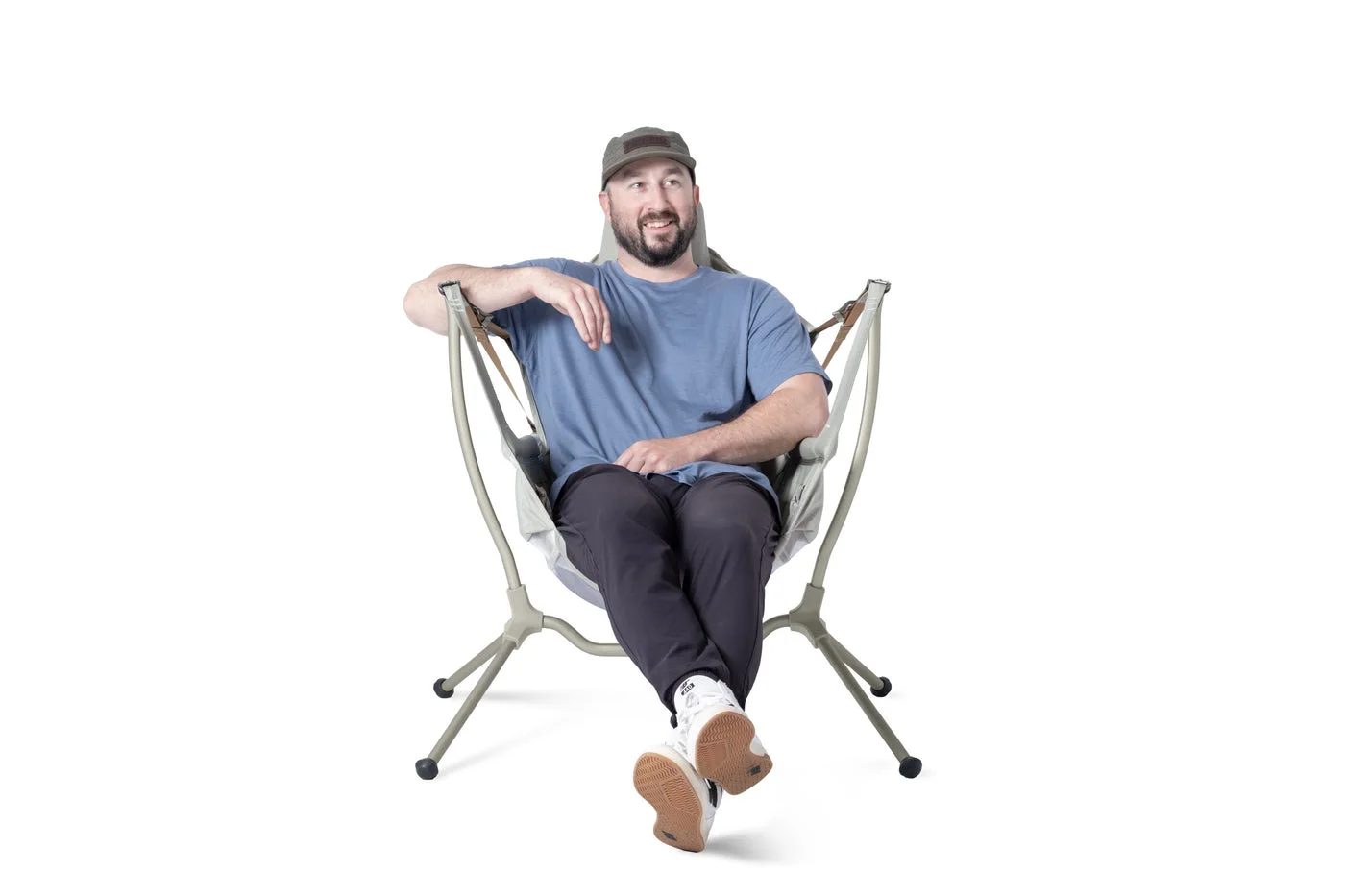 Maker reference of the chair occupied in a more upright position.