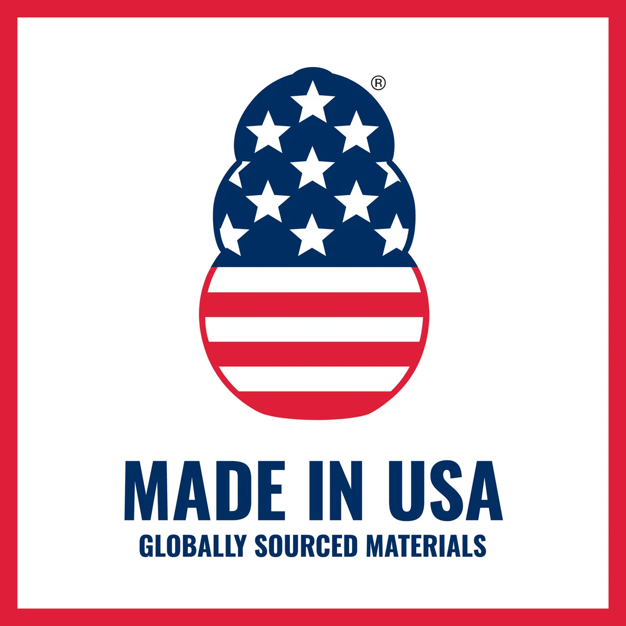 Country-of-origin panel notes globally sourced materials.