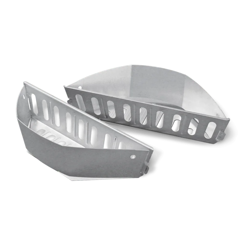 Selected7403 pair of empty aluminized-steel charcoal baskets.