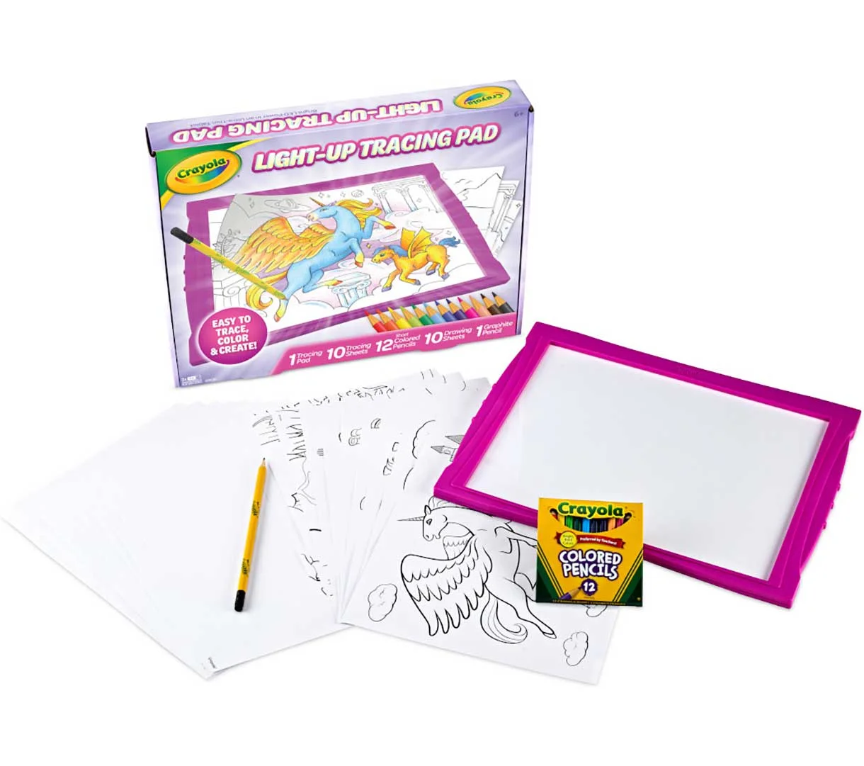 Selected original Pink tracing pad with supplied paper and drawing tools; batteries not included.