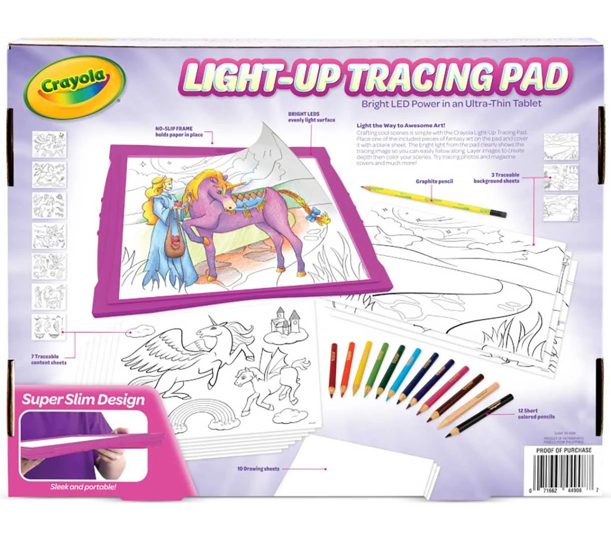 Rear packaging illustrates mix-and-match tracing and supplied short coloured pencils.