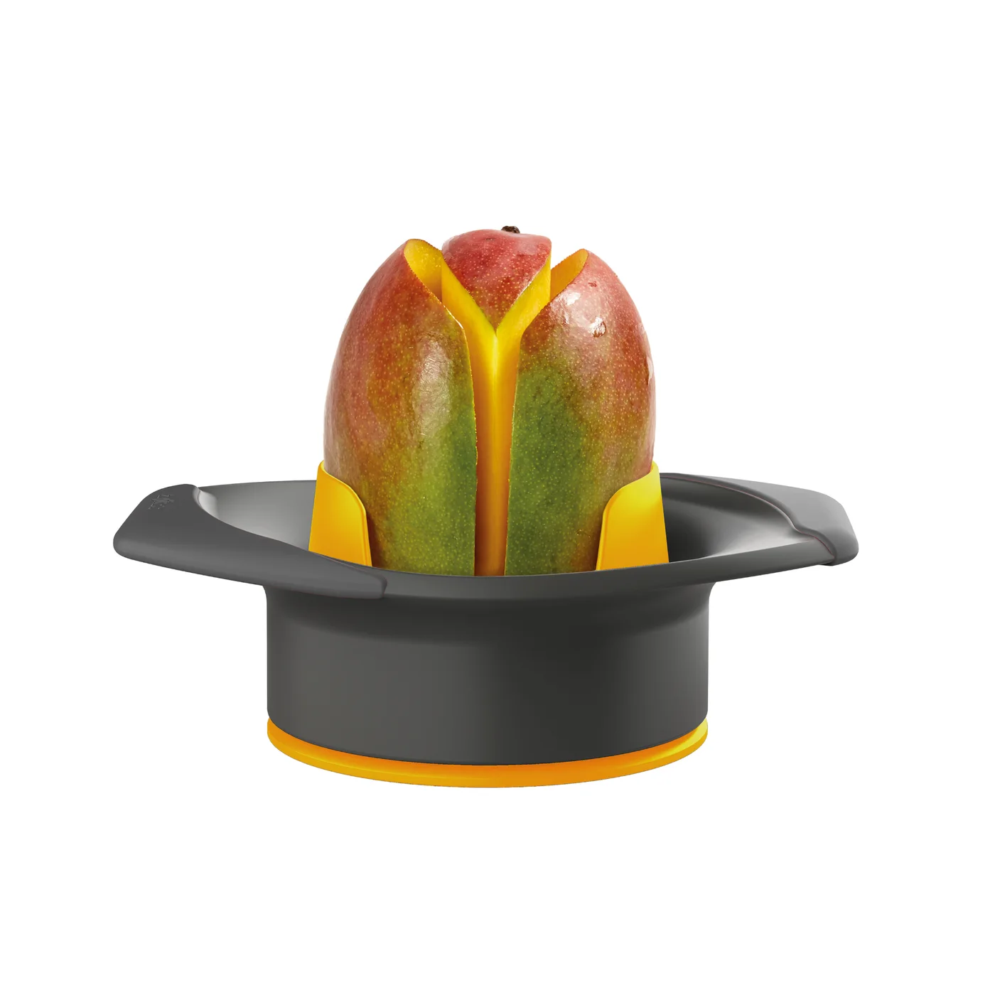 Mango standing in the holder beneath the cutter.