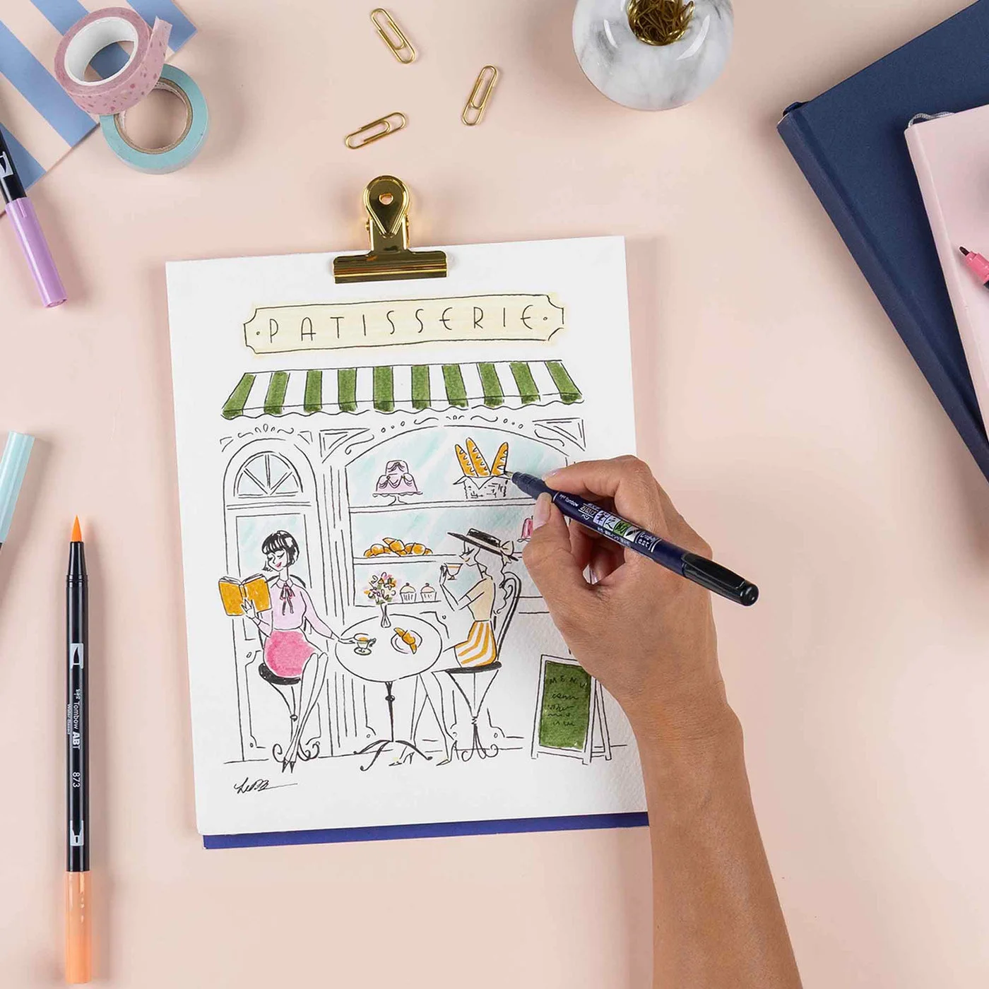 Maker mixed-media illustration; coloured pens and other materials are separate products.