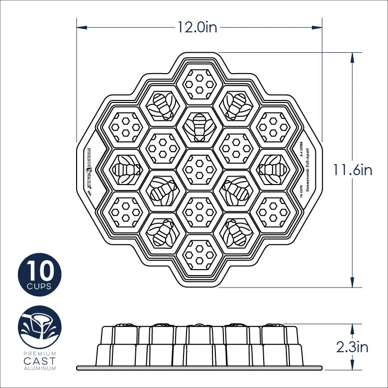 Maker dimension diagram: approximately 12 × 11.6 × 2.3 inches and 10-cup nominal capacity.