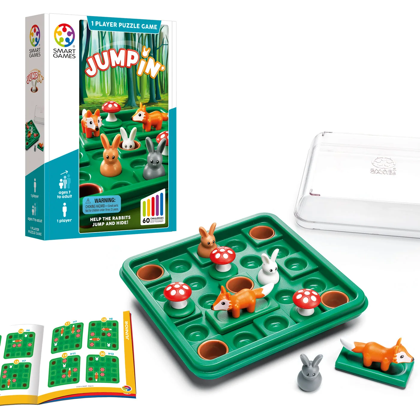 Original Jump In board, clear lid, booklet, rabbits, mushrooms and foxes with packaging.