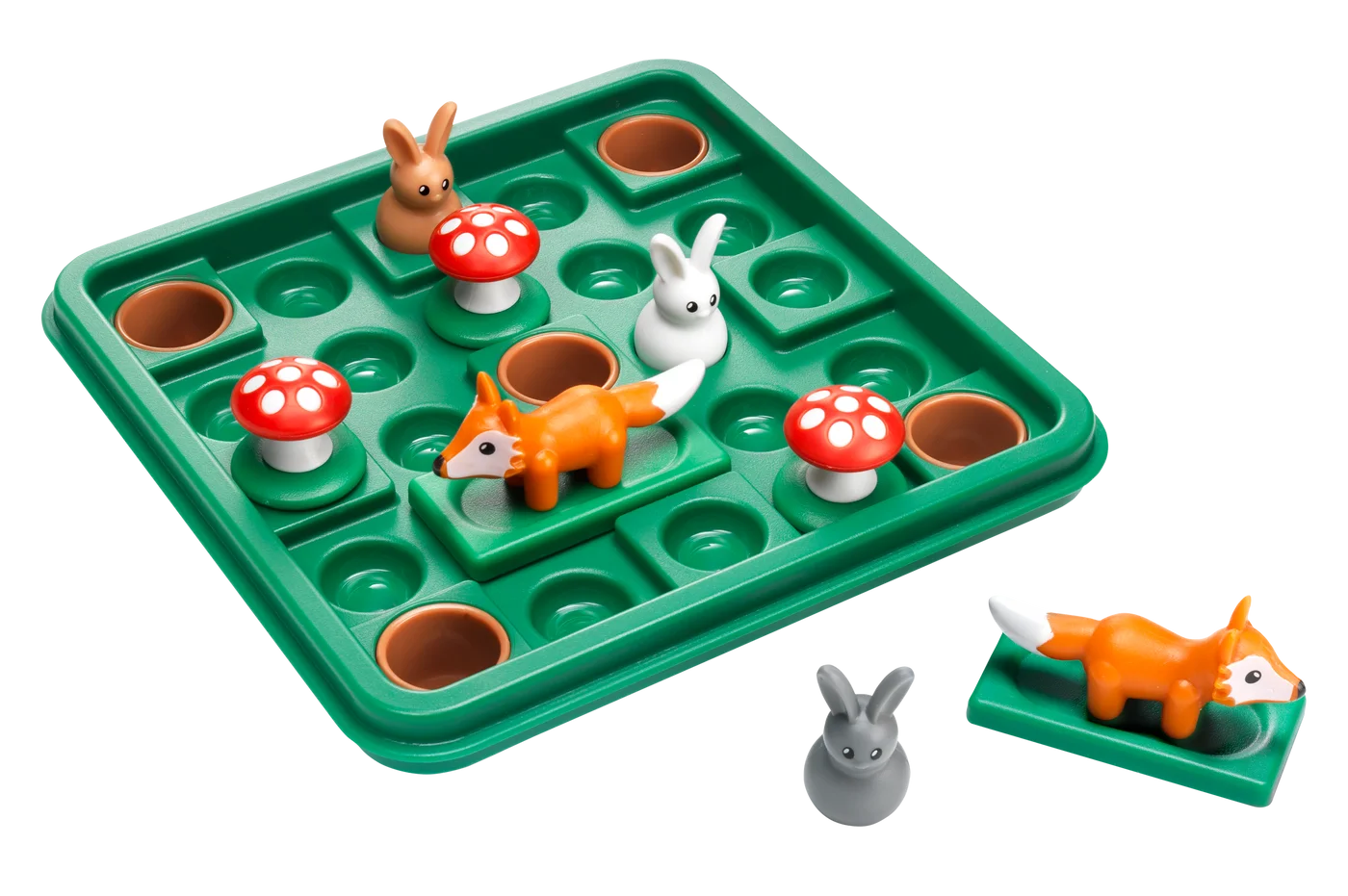 Board and loose figures shown without the storage lid.