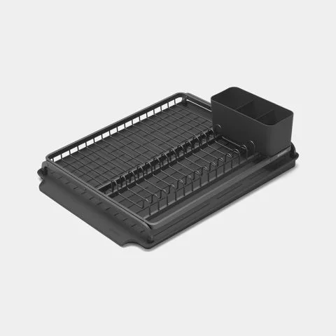 Angled view shows the separate rack and draining tray.