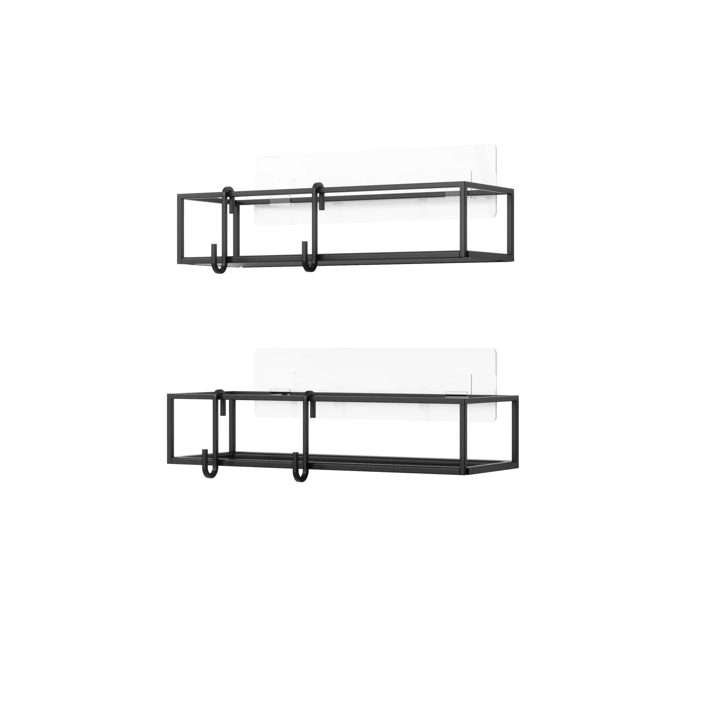 Empty black two-bin set showing the open-wire shape and accessory hooks.
