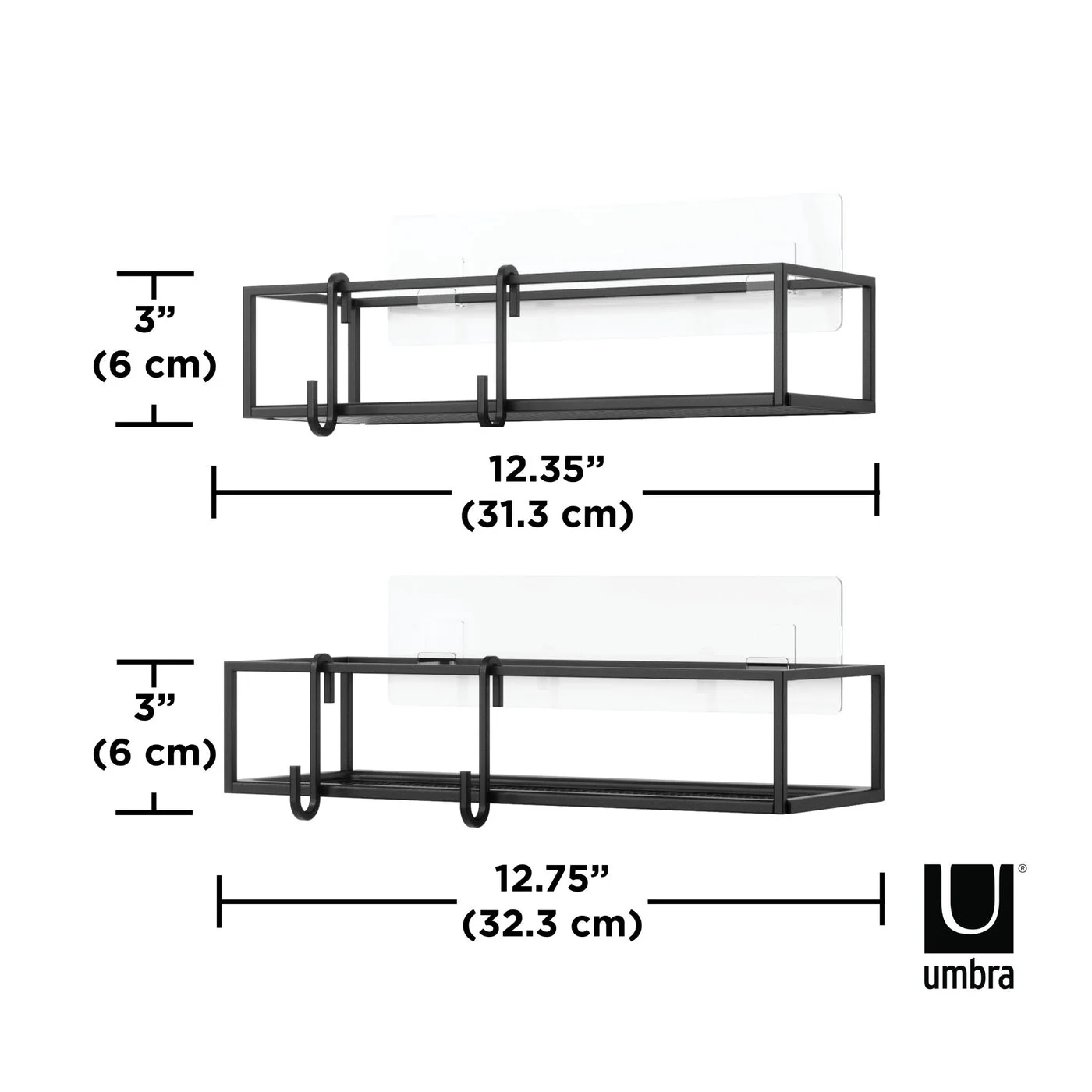 Manufacturer dimensions and basket layout reference for the standard Shower set.