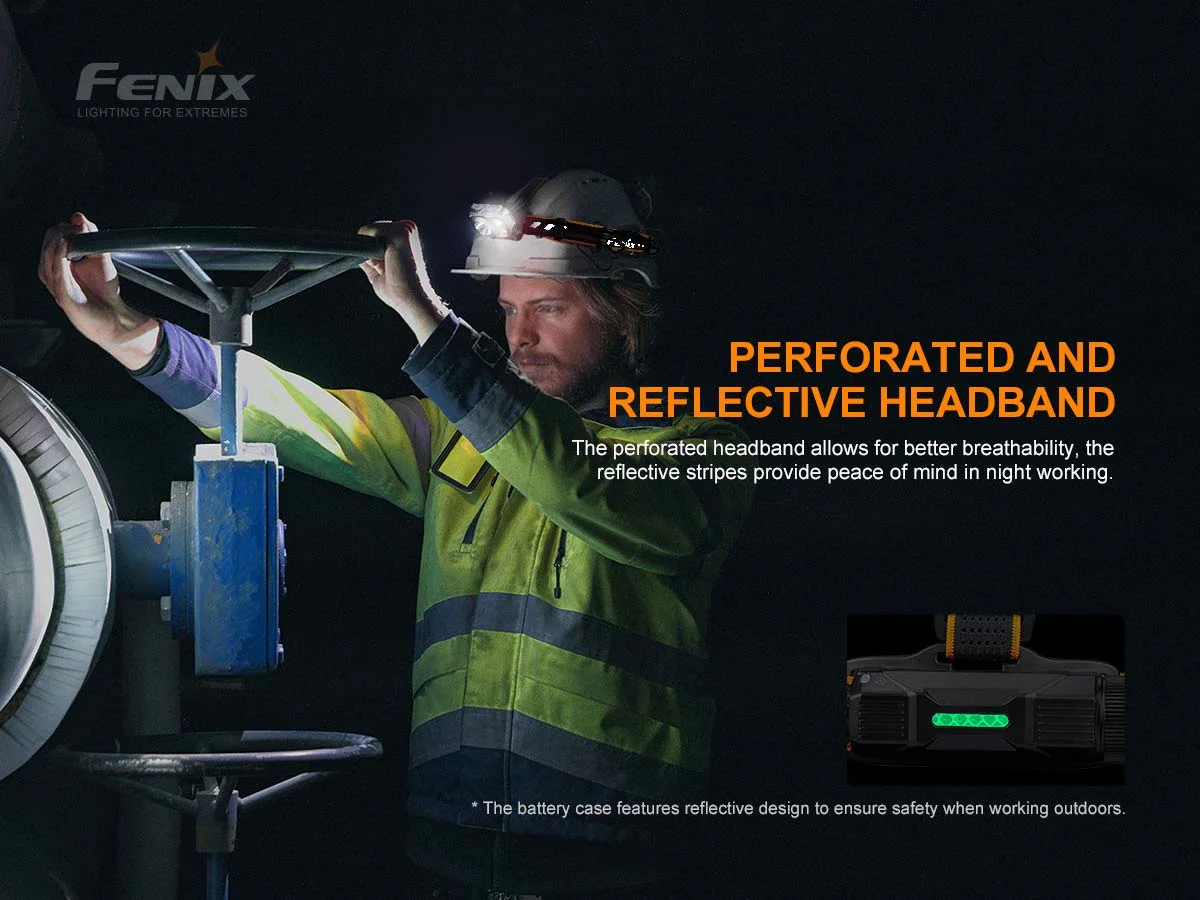 Reflective-headband illustration; not a guarantee of visibility or safety.