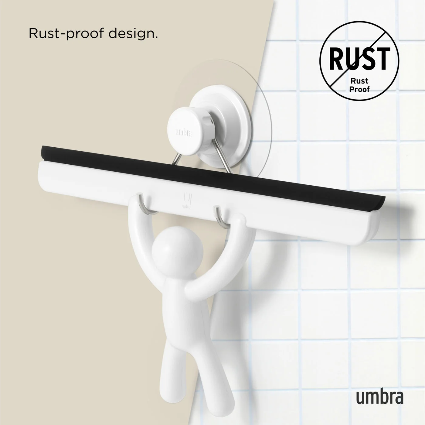 Maker rust-proof design claim on the polypropylene body, not an independently tested durability result.