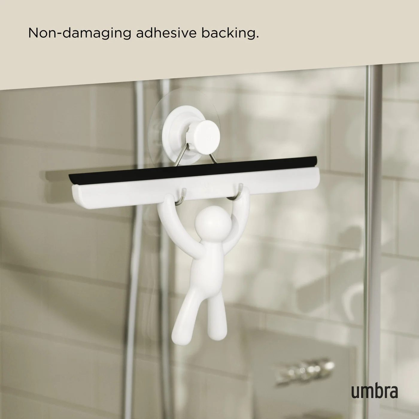 Manufacturer adhesive-installation illustration; follow surface restrictions and installation directions.