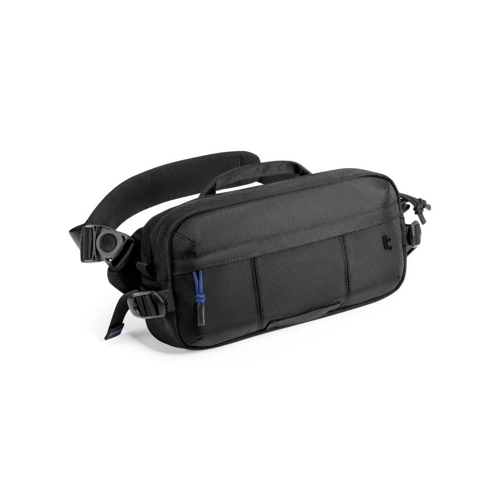 Selected black T26S1D1 sling, exterior shape and strap; one bag supplied.