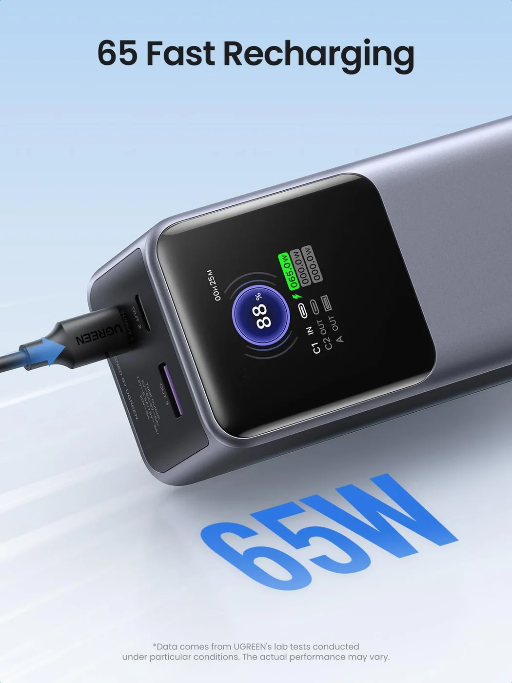 USB-C1 refill illustration; achieving the maximum requires a suitable input charger.