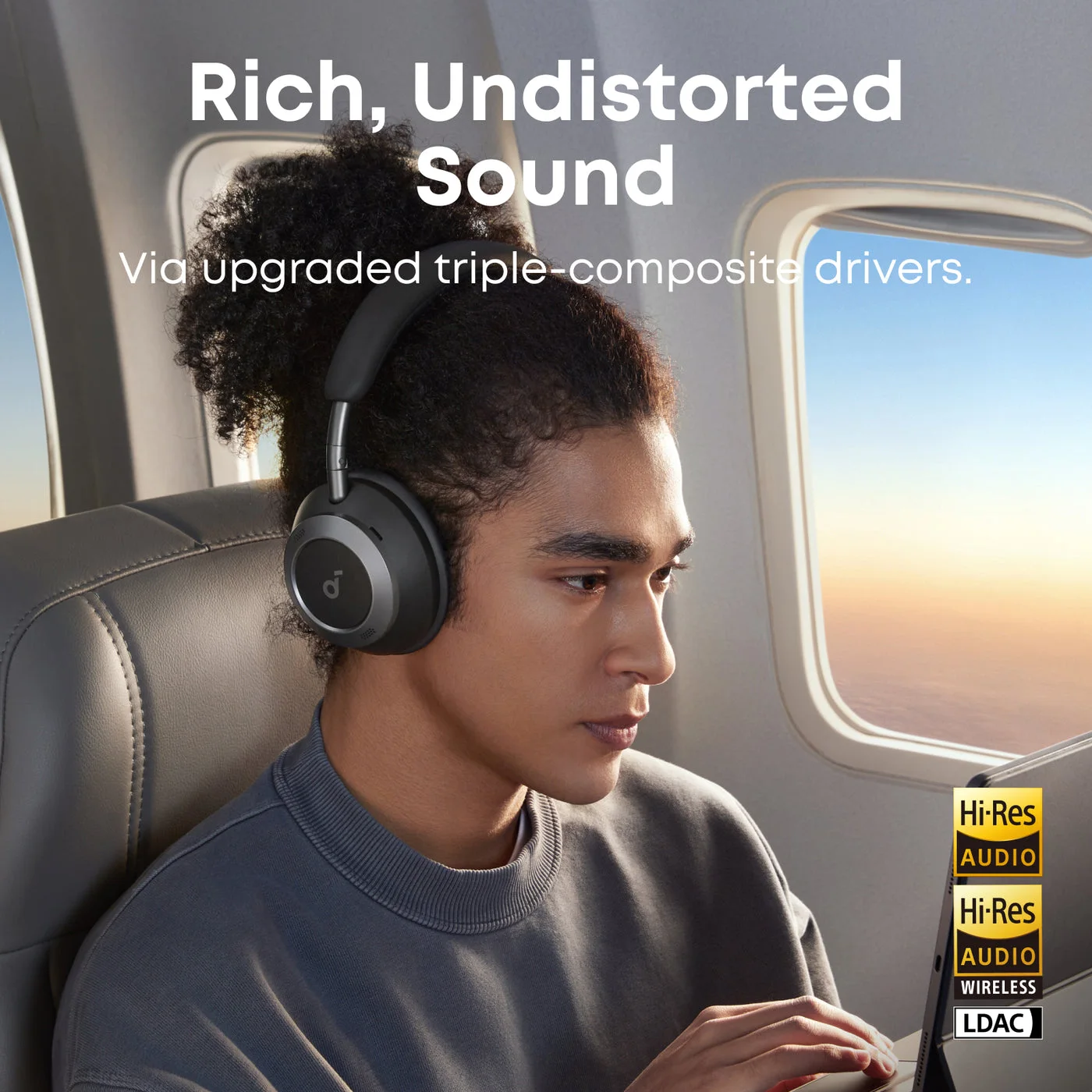 Manufacturer travel-use scene; no personal flight experience is claimed.