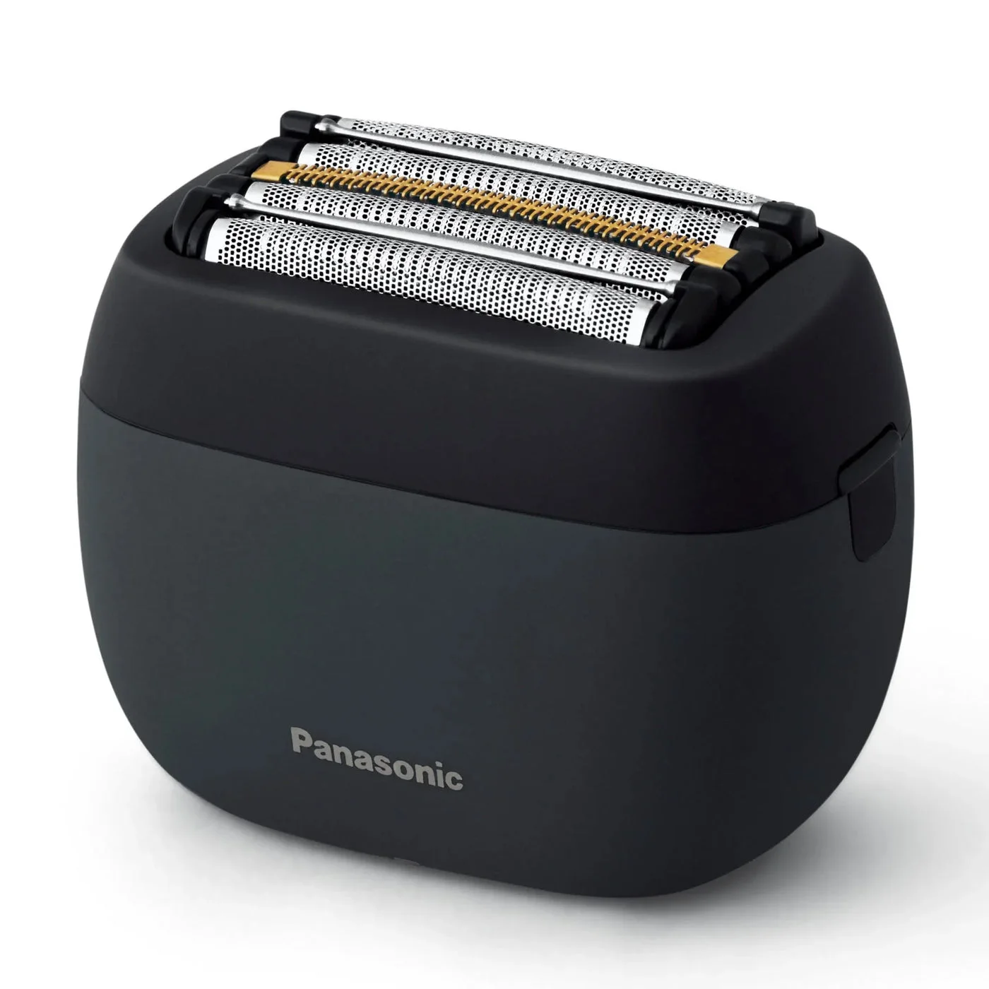 Black shaver front view with its five-blade head.