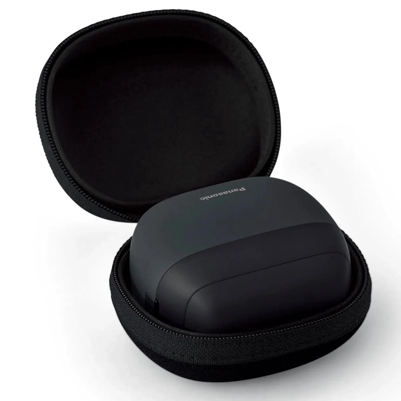 Black shaver placed in its zip case.