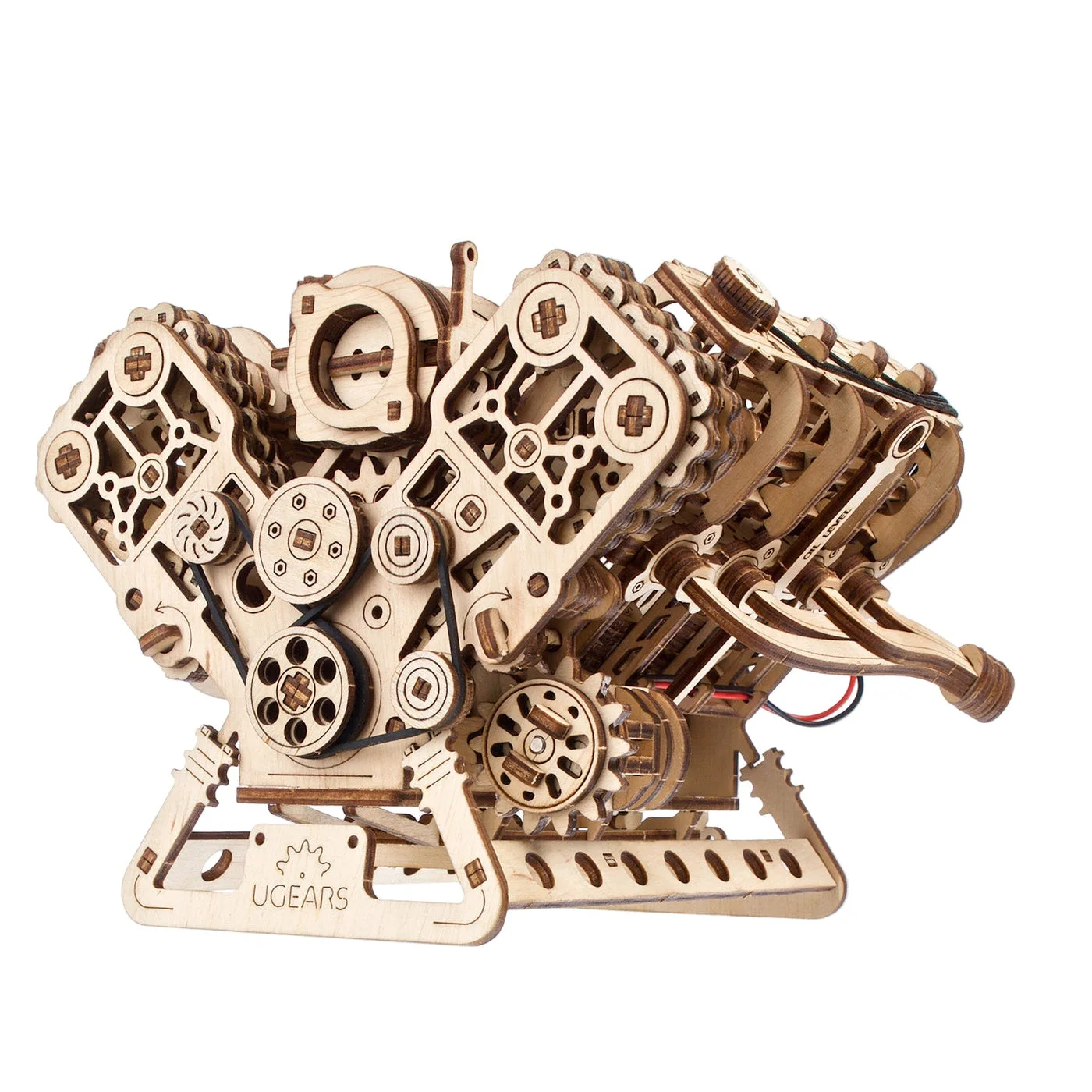 Completed V8 Engine 70264 display model with exposed mechanisms.
