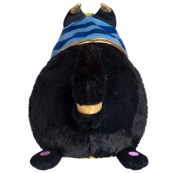 Rear view showing striped detailing and the upright tail.