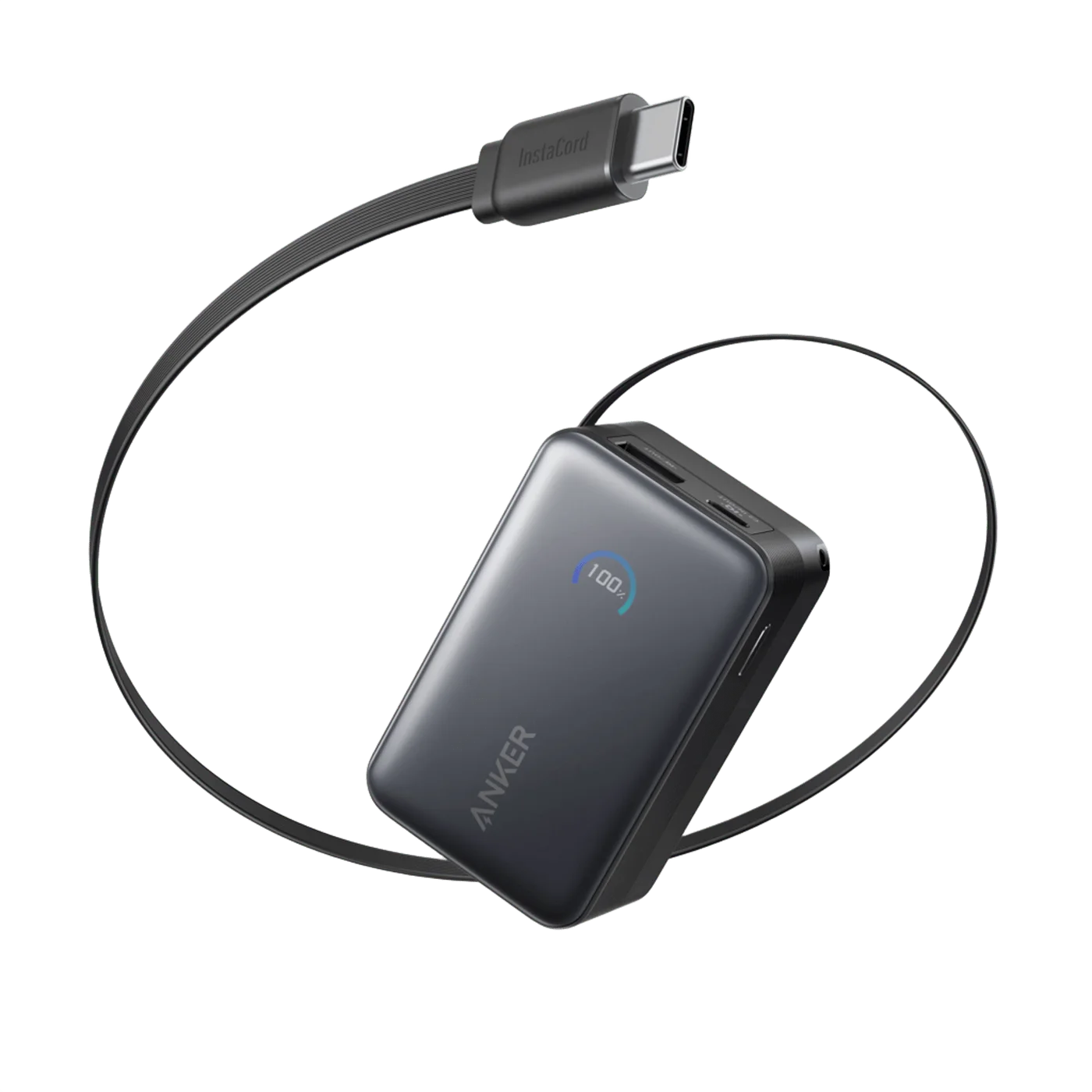 Black A1638 with its built-in USB-C lead extended.