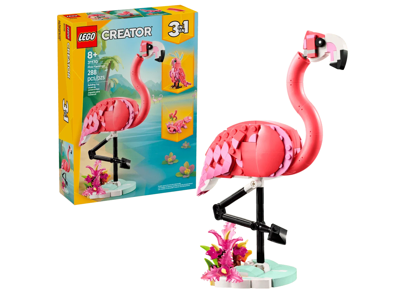 Flamingo beside the 31170 box.