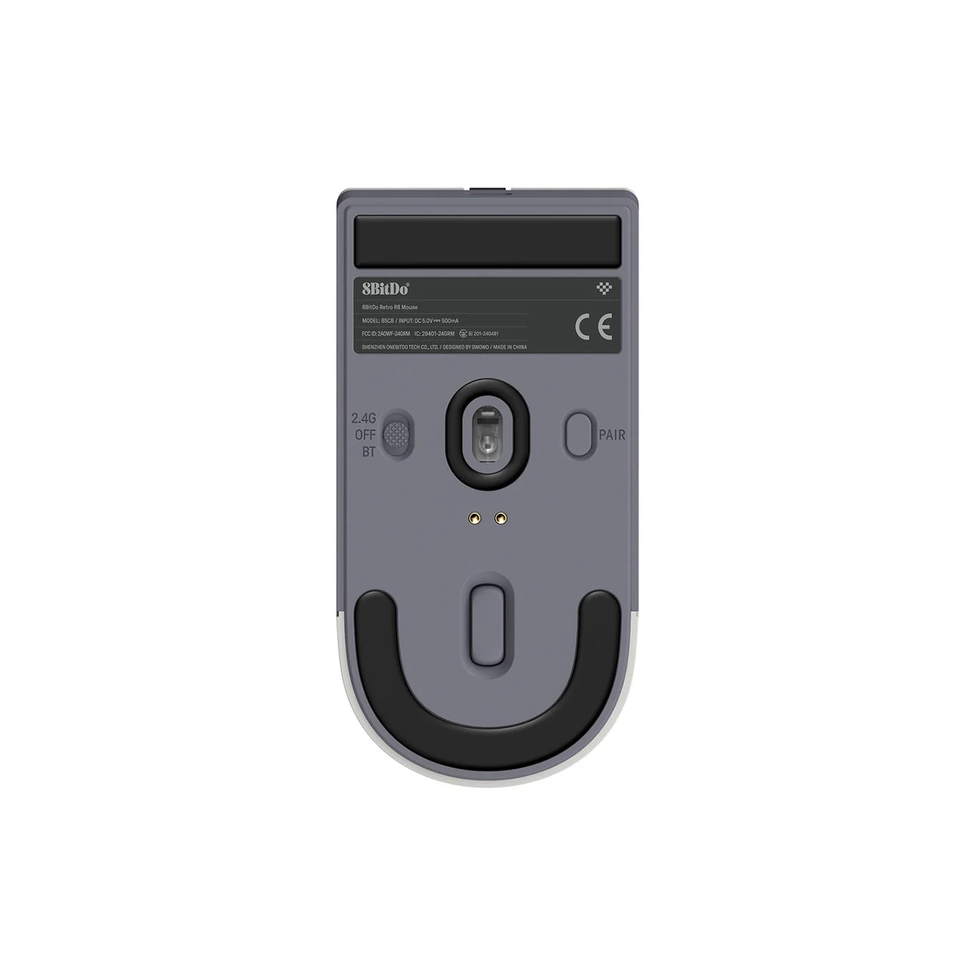 Underside reference view shows the sensor and mode controls.