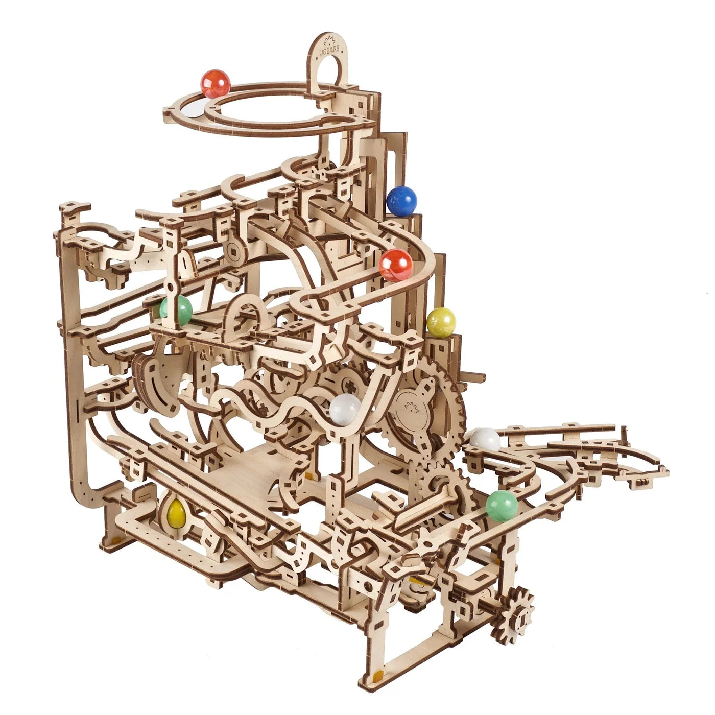 Opposite angle of the Tiered Hoist lift and descending tracks.