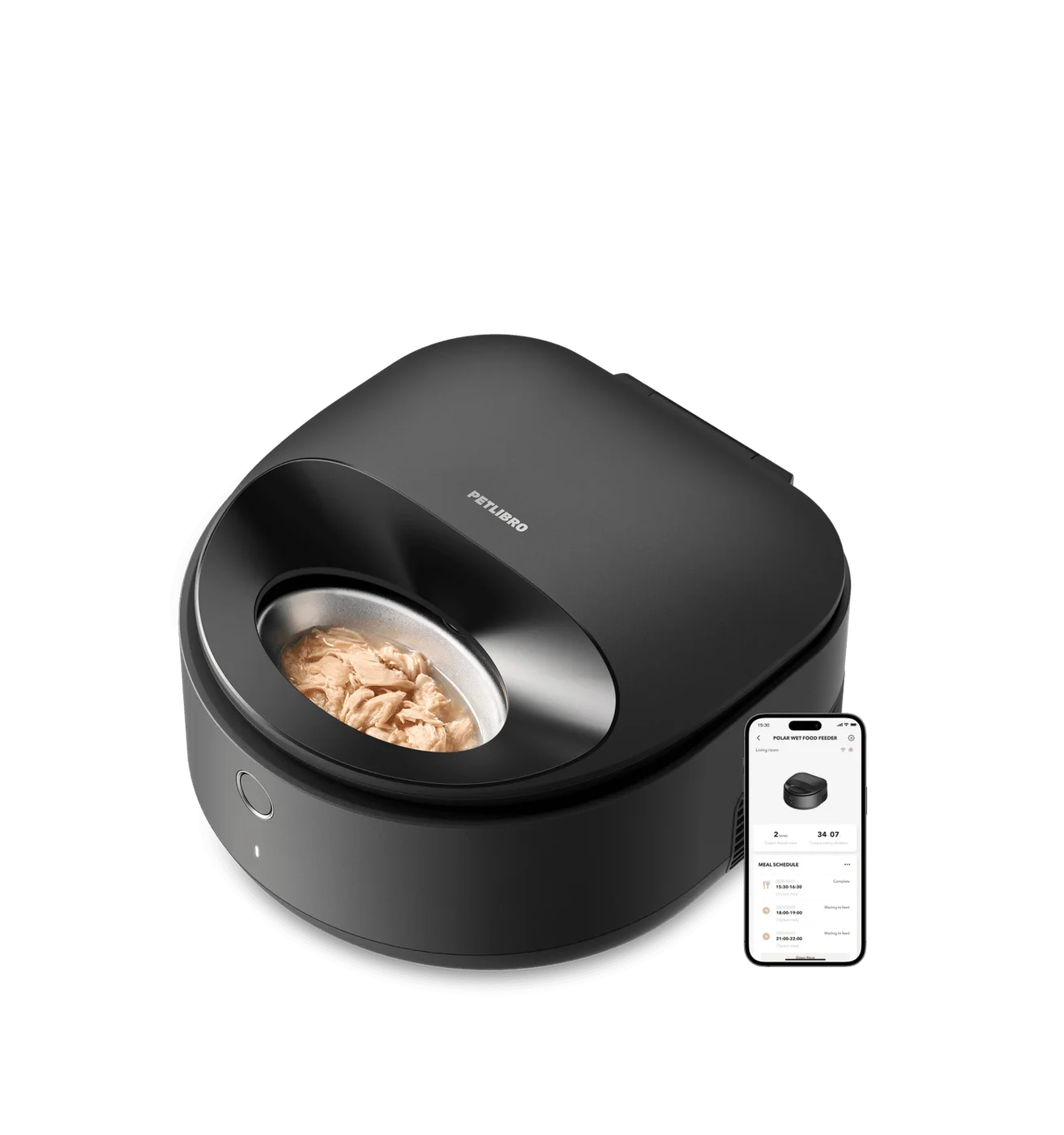 Selected black Polar feeder with stainless steel meal tray.